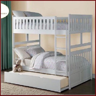 [Free Ship] Giường 3 Tầng Unit Gỗ Thông Tự Nhiên Cao Cấp (1m2/1m2/1m)- Trắng