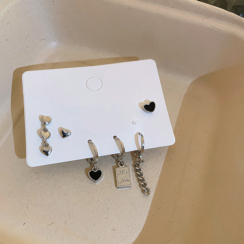 Set 6 bông tai 17KM hình trái tim phong cách cổ điển