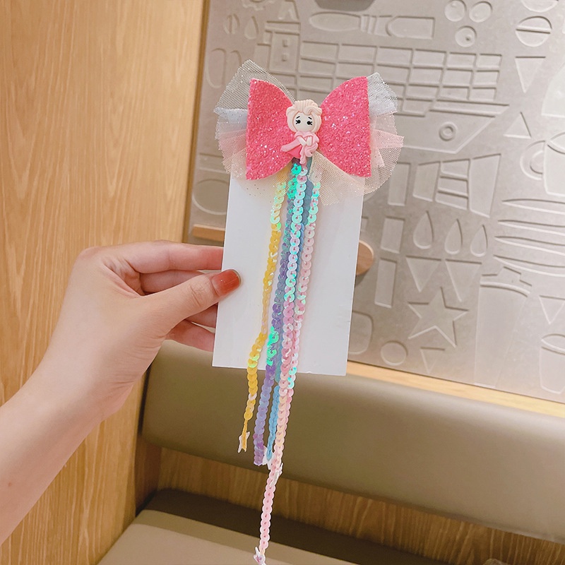 Kẹp tóc hình nơ đính kim sa lấp lánh dễ thương cho bé gái