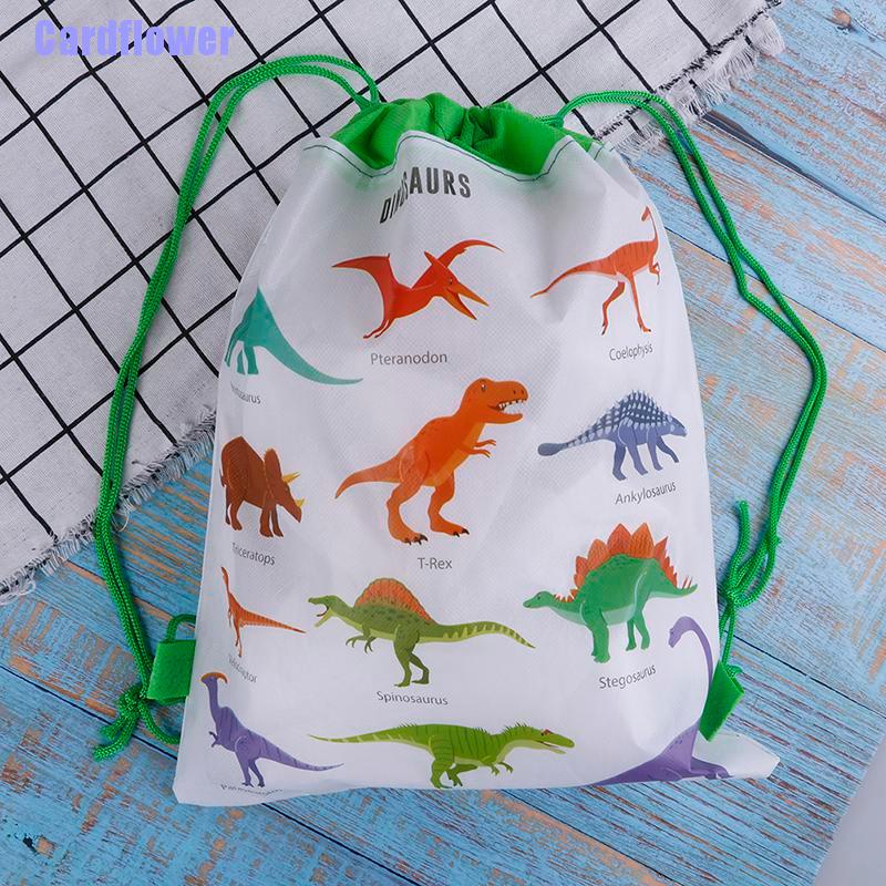 Cardflower  Dinosaur Gift Bag Non-woven Bag Backpack Kids Travel School Drawstring Bags