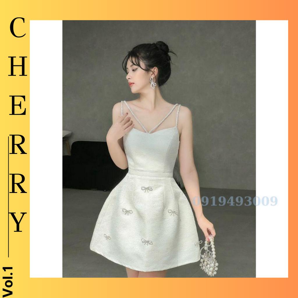 Đầm dự tiệc đính cườm tặng kèm tag nơ đá cao cấp Coco Dress CHERRY SHOP