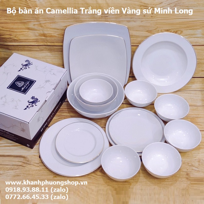 Tô chén dĩa sứ Minh Long viền chỉ vàng - tô chén dĩa sứ minh long viền vàng