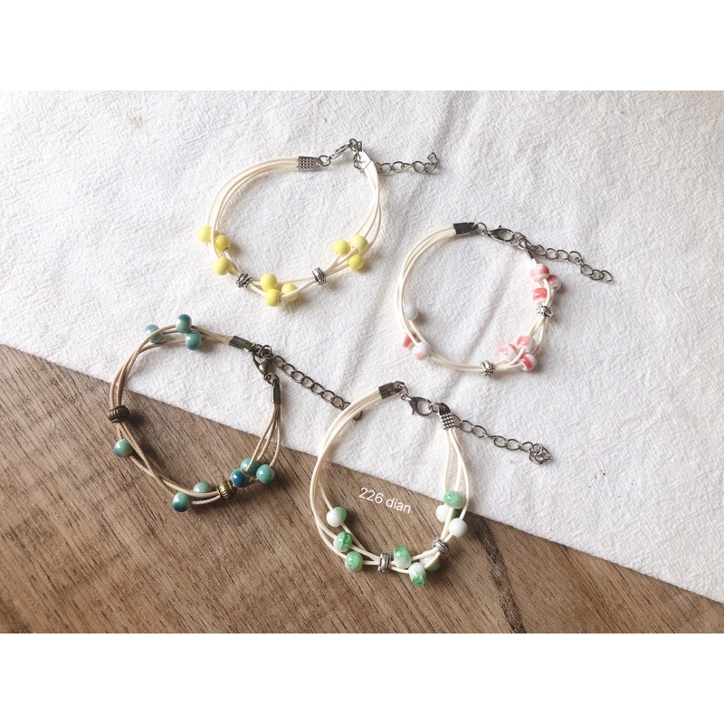 Vòng tay nam nữ handmade phối hạt gốm nhiều màu