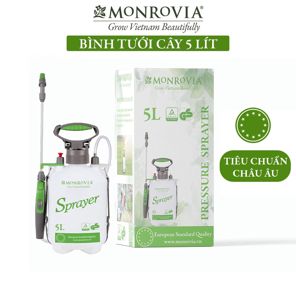 Bình tưới cây MONROVIA 5 lít, phun hai chế độ, áp suất lớn, tiêu chuẩn Châu Âu