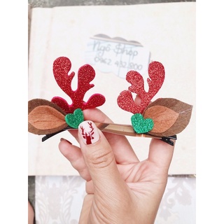 Kẹp Noel sừng tuần lộc handmade cute cho bé -Set 2 kẹp - Ảnh thật