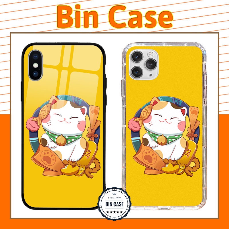 ❤Ốp lưng Mèo Thần Tài phong thủy ❤hợp mệnh màu vàng tài lộc iphone 13 12 11 Pro Max 6s 6 7 8 Plus X Xr Xs Max MEO024
