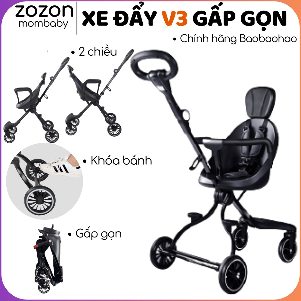 Xe đẩy cho bé V3 xe đẩy gấp gọn Baobaohao chính hãng cho bé từ 7 tháng-3 tuổi chịu lực cao Zozon phân phối