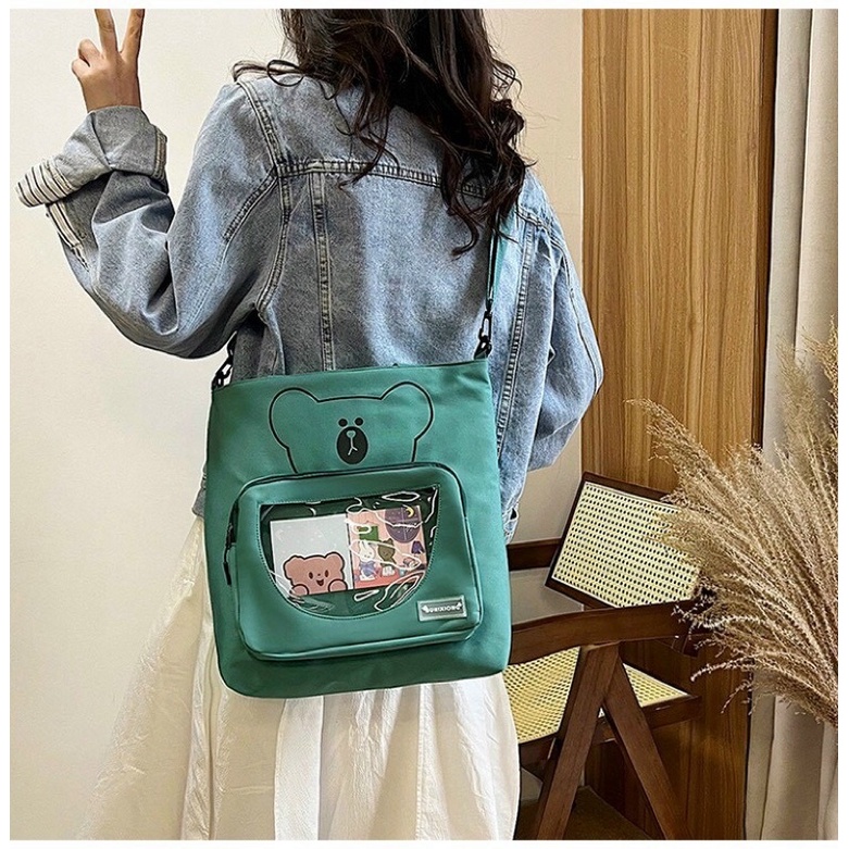 Túi tote thời trang đeo vai và đeo chéo - Hình Gấu