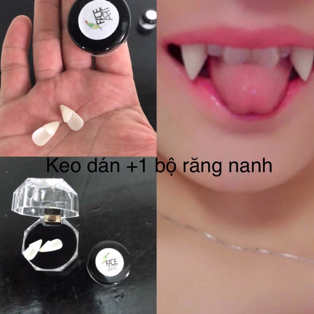 ( 1 cặp RĂNG NANH+keo dán )RĂNG NANH HOÁ TRANg- RĂNG NaNH COSPLAY-