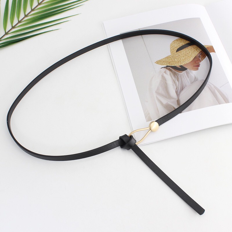 Thắt Lưng Da Pu Khóa Kim Loại Tròn Thiết Kế Thời Trang Cho Nữ, dai váy áo thanh lịch