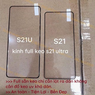 Kính cường lực Samsung S21 ultra 5G (S21u S21 ultra) full màn full keo sẵn, bo cong chuẩn