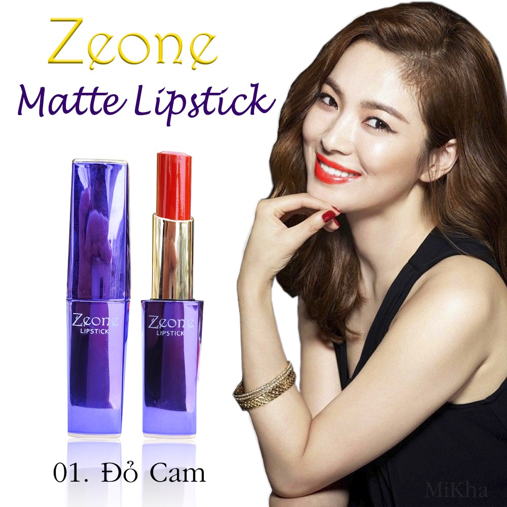 Son Zeone Tím Matte Lipstick - Màu 01 Đỏ Cam