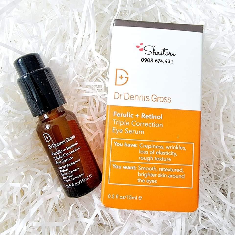 Serum mắt giảm nhăn, quầng thâm DR. DENNIS GROSS Advanced Retinol + Ferulic Triple Correction Eye Serum15ml fullbox