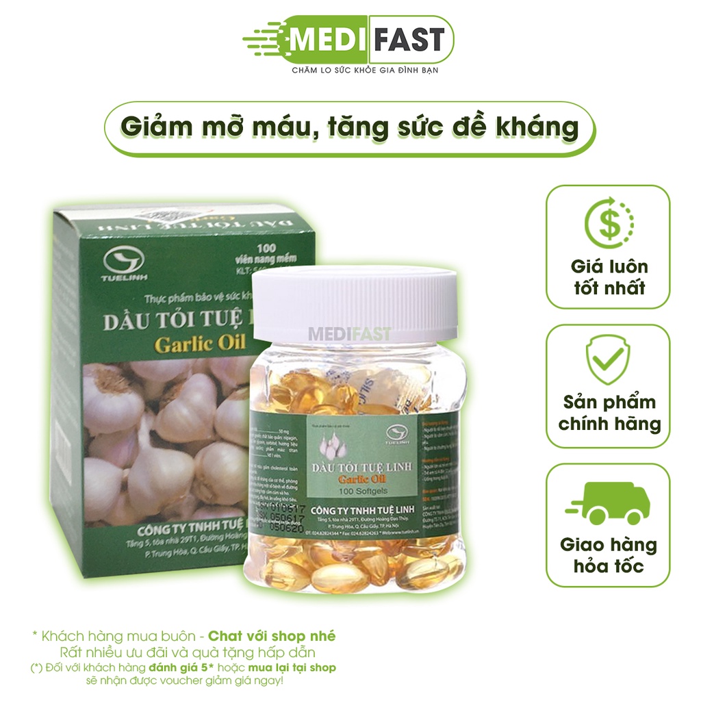 Dầu tỏi Tuệ Linh Giảm mỡ máu - Tăng đề kháng - Chính hãng Garlic Oil