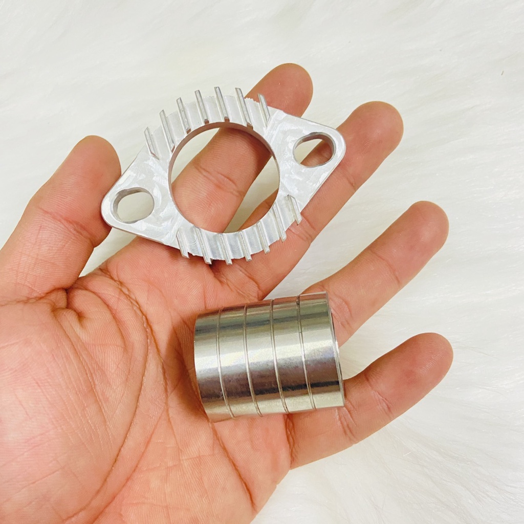 Combo lông đền cổ pô nhôm Cnc đi kèm co nối pô inox cho wave, dream, vario, future led