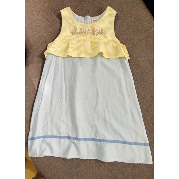 Đầm thô đũi kết hợp bèo thêu cotton xinh xắn cho bé