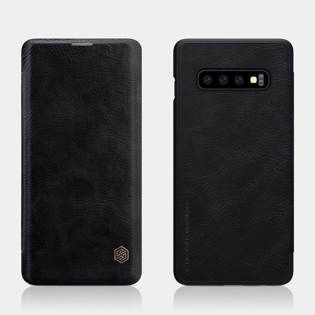Bao da leather cho Samsung Galaxy S10 / S10 Plus hiệu Nillkin Qin (có ngăn đựng thẻ, mặt da mịn) - Hàng chính hãng