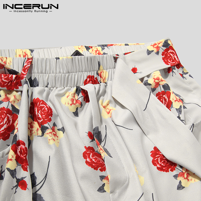 Quần Dài INCERUN Lưng Thun Dáng Rộng In Hoa Phong Cách Cổ Điển Cho Nam
