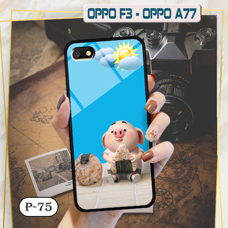 Ốp kính 3D OPPO F3/ A77 - hình cute