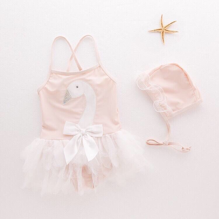 Set bộ bơi bé gái hình thiên nga