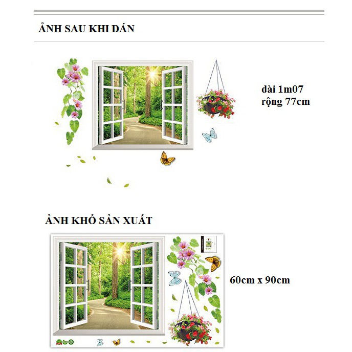 Decal dán tường Cửa sổ rừng xanh | BigBuy360 - bigbuy360.vn