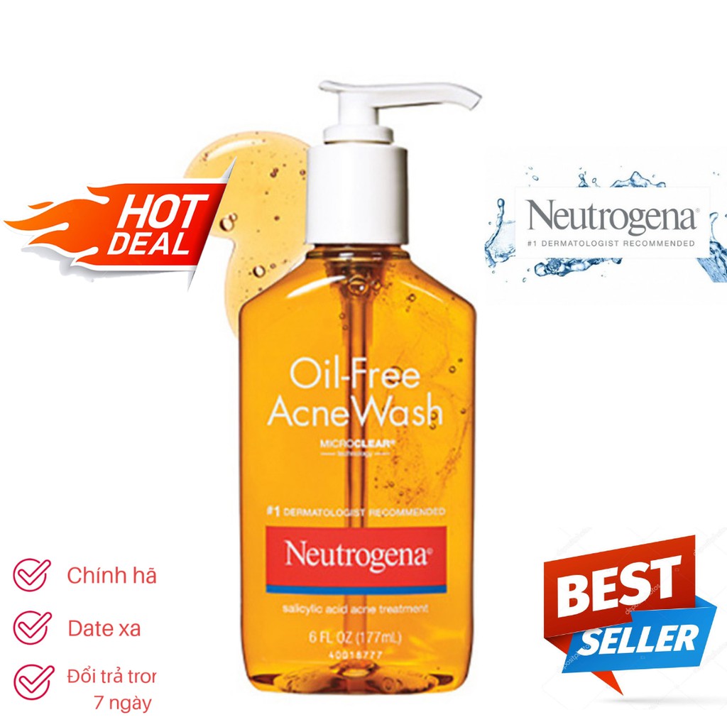 Sữa Rửa Mặt Cho Da Dầu Mụn Neutrogena Oil Free Acne Wash 177ml