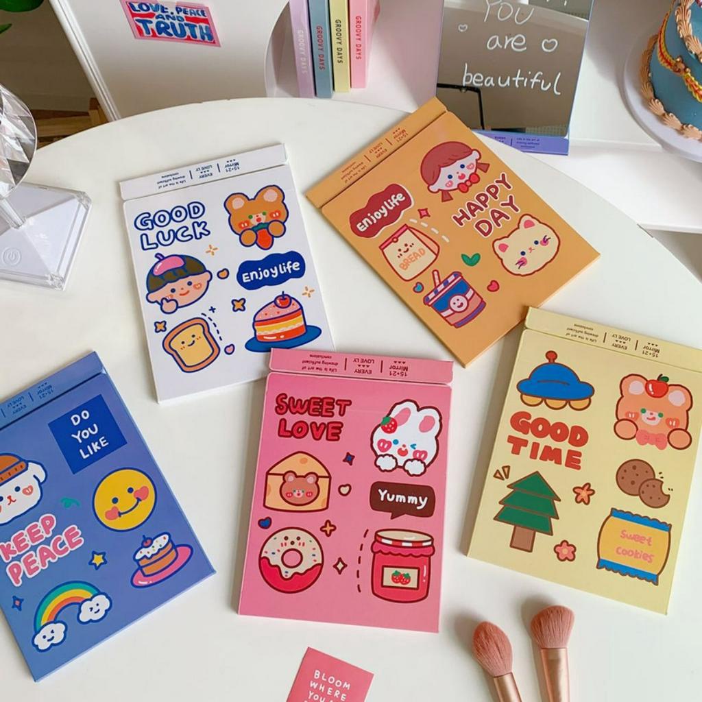 Gương để bàn trang điểm gấp gọn full viền da PU SH119