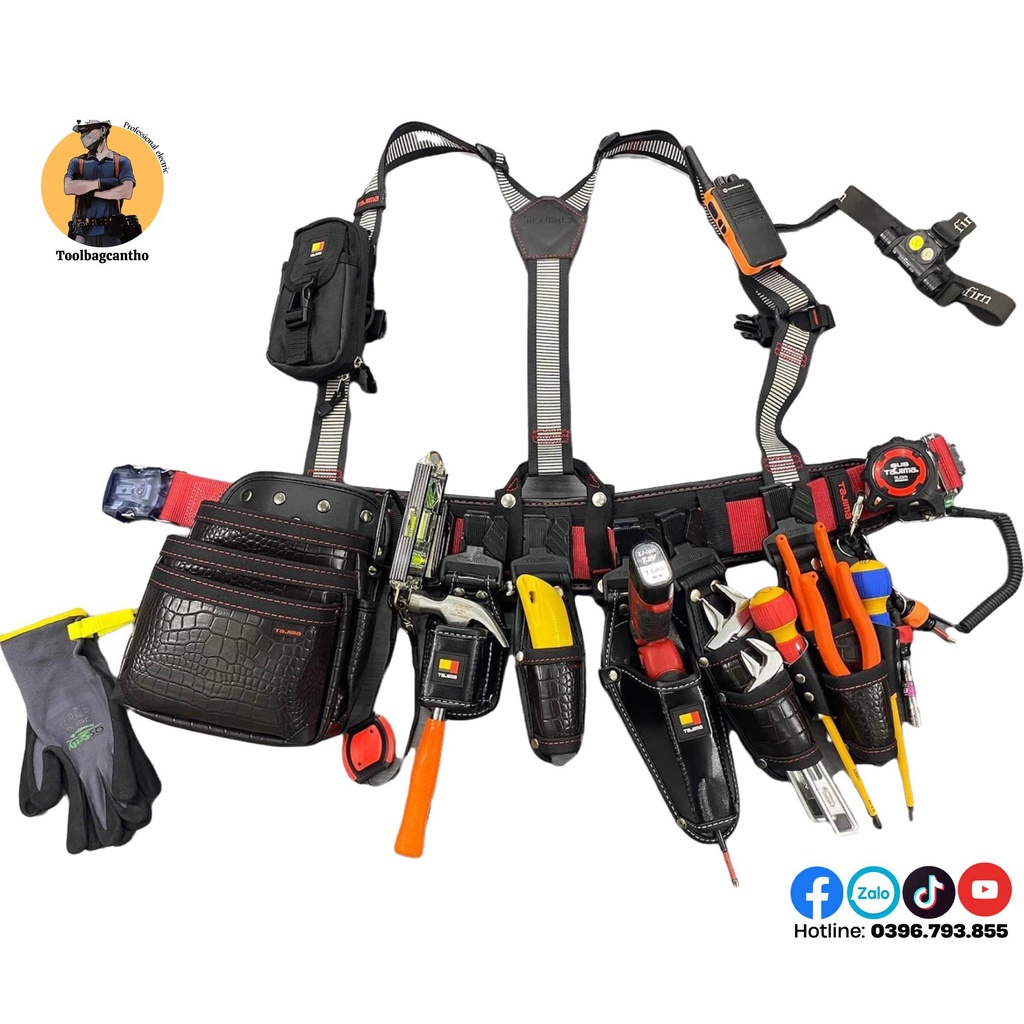 Bộ dây đai đồ nghề Nhật M3 cho thợ điện, nước, camera,...