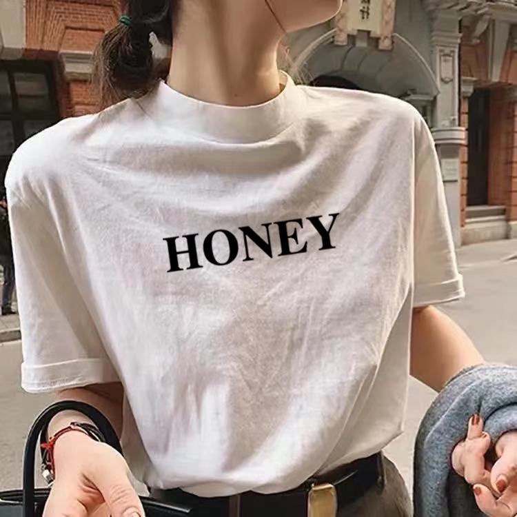 Áo thun 100% cotton ngắn tay dáng rộng phong cách Hàn Quốc cho nữ