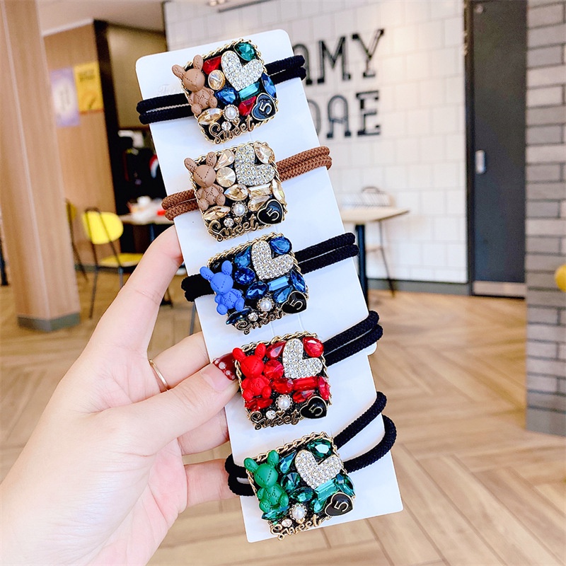 Dây Cột Tóc Co Giãn Cao Màu Xanh Dương Phong Cách Retro Mới Cho Nữ