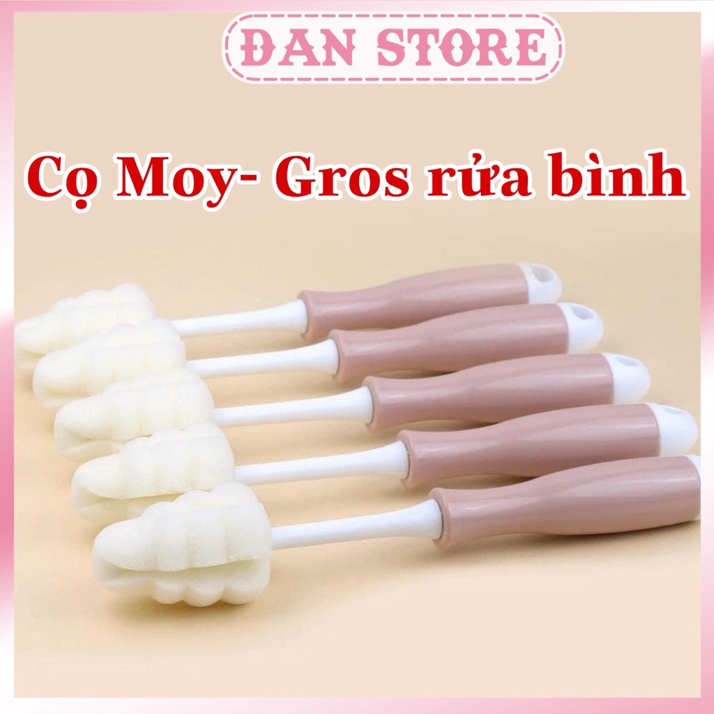 Cọ mút xốp rửa bình sữa núm ti Grosmimi chính hãng, Cọ rửa bình sữa Moyuum/ gros bằng bọt biển hàn Quốc