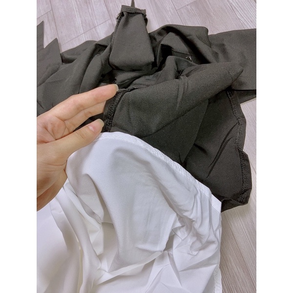 Áo Sơ Mi lệch vai màu trắng đen sơ mi có dây vai Sơ mi lụa dáng rộng giấu quần | BigBuy360 - bigbuy360.vn
