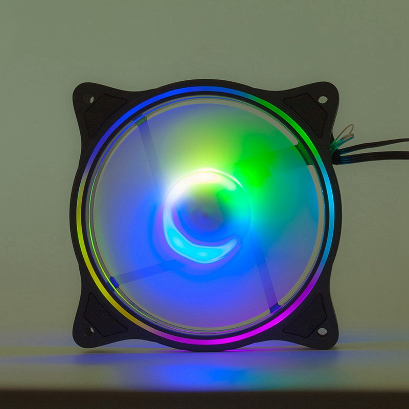 3 Pcs Computer Fans Cooling Fan RGB Internal External Light Emitting Self Rotate RGB Color Change with Controller for Pc