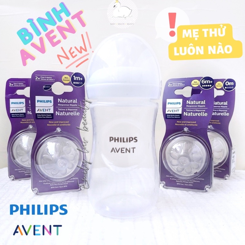 Bình Philips Avent Natural 260ml núm tuỳ chọn