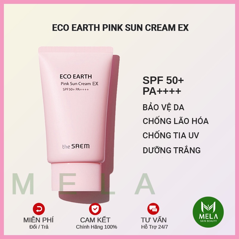 ✅[CHÍNH HÃNG] Kem Chống Nắng The Saem Eco Earth Power Pink Sun Cream SPF50+ PA++++