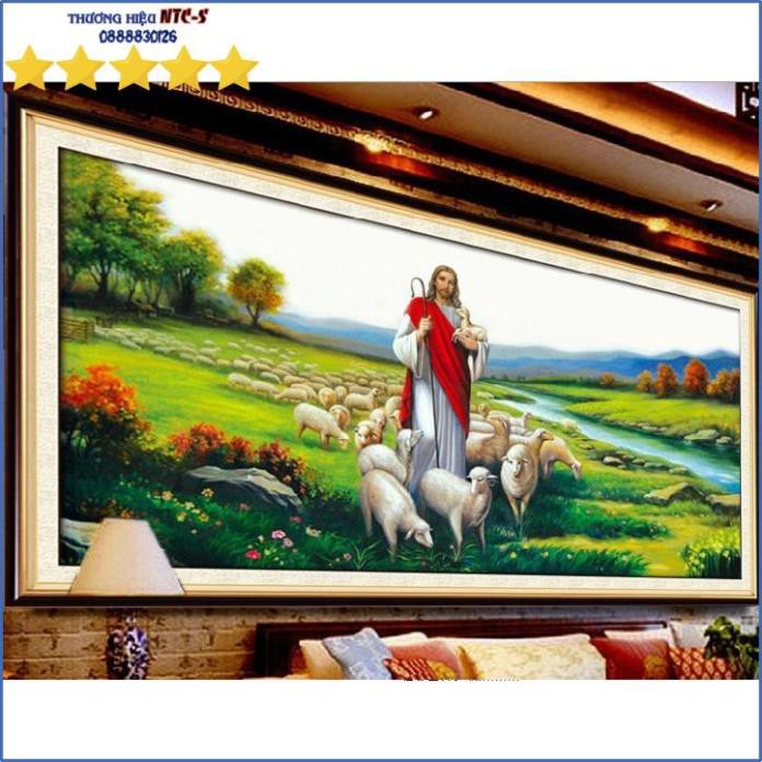 Tranh Đính Đá CHÚA CHĂN CHIÊN (ĐÁ ABC CAO CẤP). Kích Thước: 1m42 x 75cm