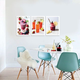 Bộ 3 tranh treo tường về cocktail và sinh tố | Tranh quán cà phê W2048