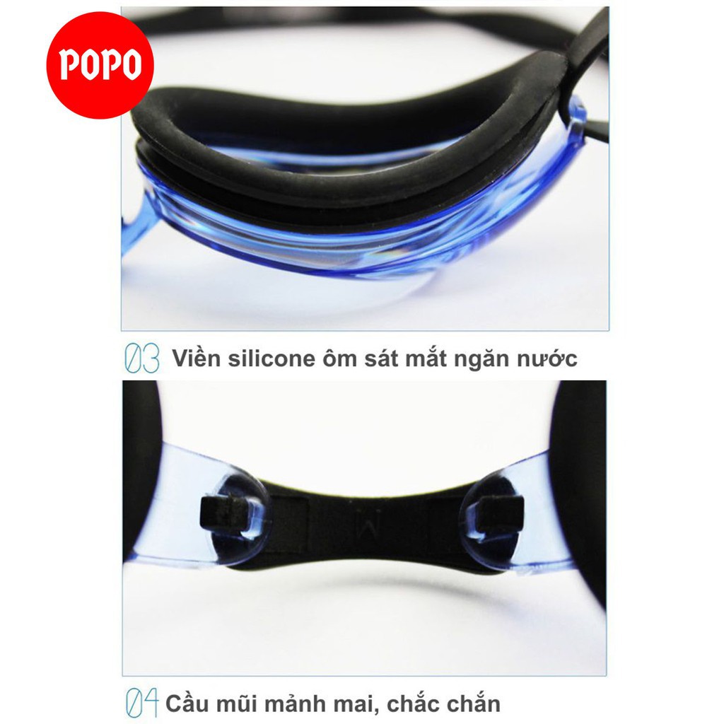 Kính bơi người lớn cho nam nữ thi đấu chuyên nghiệp chính hãng POPO 1154 mắt kiếng nhỏ gọn chống tia UV