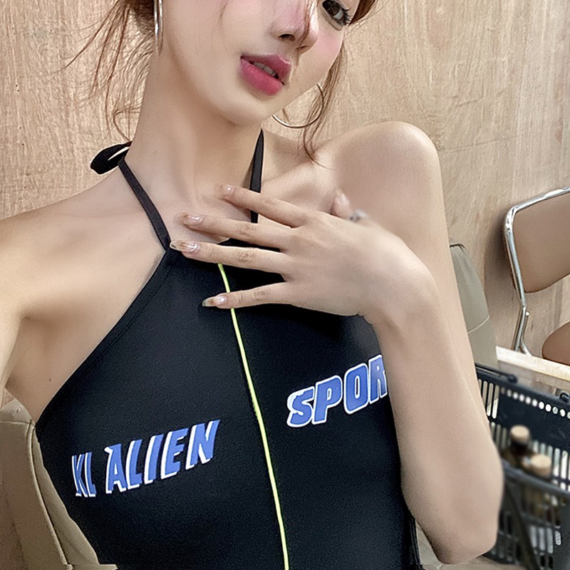 Đầm Ôm Cổ Yếm In Chữ Thời Trang Hàn Quốc Quyến Rũ Cho Nữ