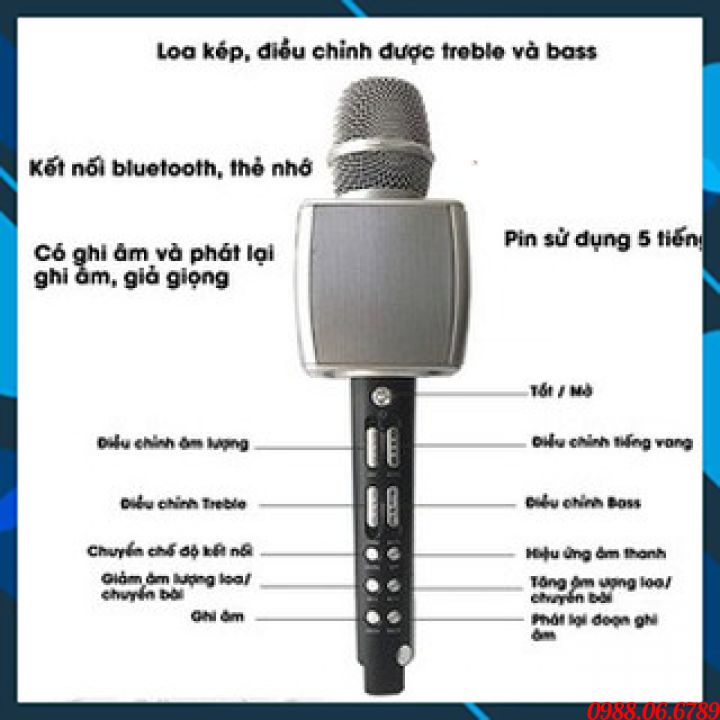 Míc Karaoke Cao Cấp YS92⚡FREE SHIP⚡( Mẫu Mới 2021) Micro Đa Năng 3 In 1,Mic Kiêm Loa, Âm Bass Ấm, chức năng như vỗ tay
