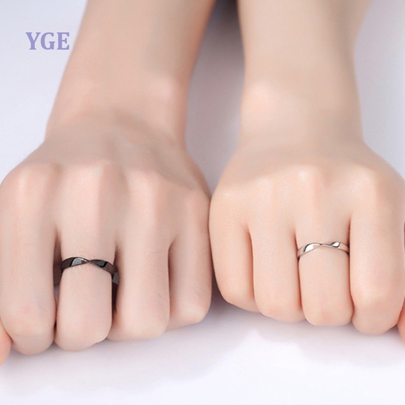 Nhẫn Cặp Màu Trắng Đen Đơn Giản Cho Nam Nữ