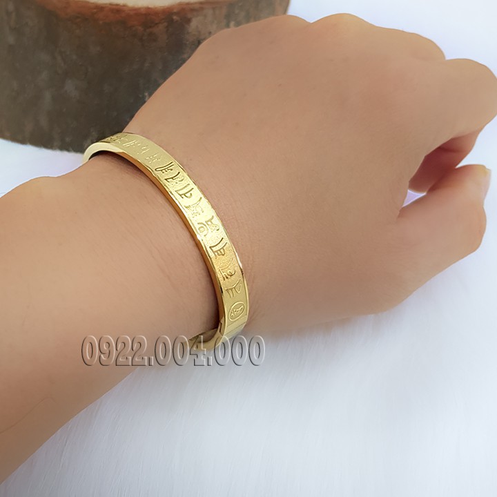 Vòng tay nam ovan chạm khắc chú anmani bát minh hồng.