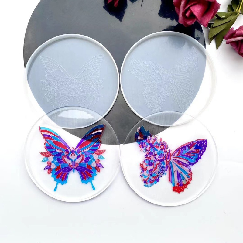 Sa Khuôn Silicon Làm Đế Lót Ly Họa Tiết Bươm Bướm DIY