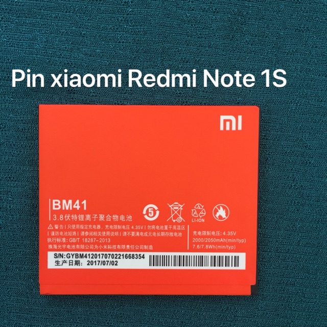 Pin xiaomi redmi note 1s zin - kí hiệu trên pin BM41