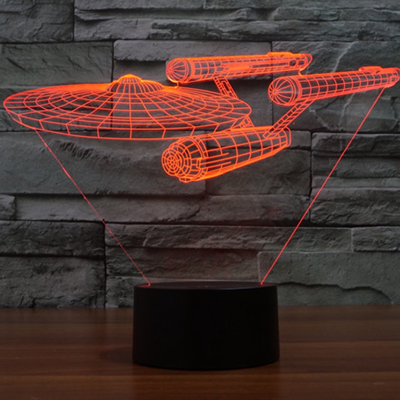 Đèn LED 3D 7 màu hình tàu vũ trụ Star Trek USS Enterprise đẹp mắt + phụ kiện đi kèm