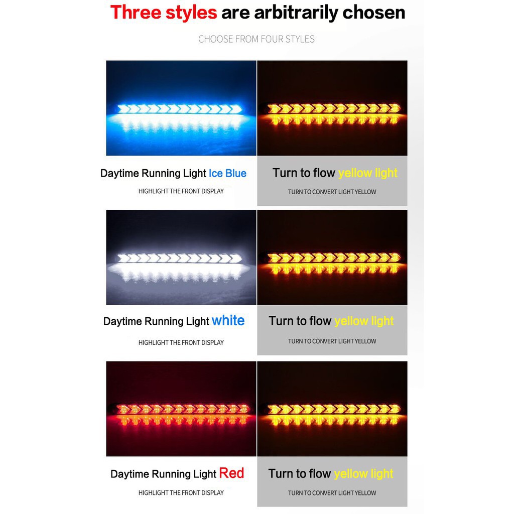 Set dải đèn LED DRL chạy ban ngày nhiều màu sắc dành cho xe hơi