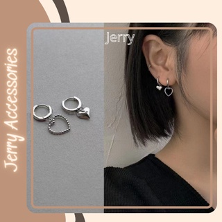 Bông tai nữ basic mạ bạc trái tim đáng yêu Jerry Accessories B02
