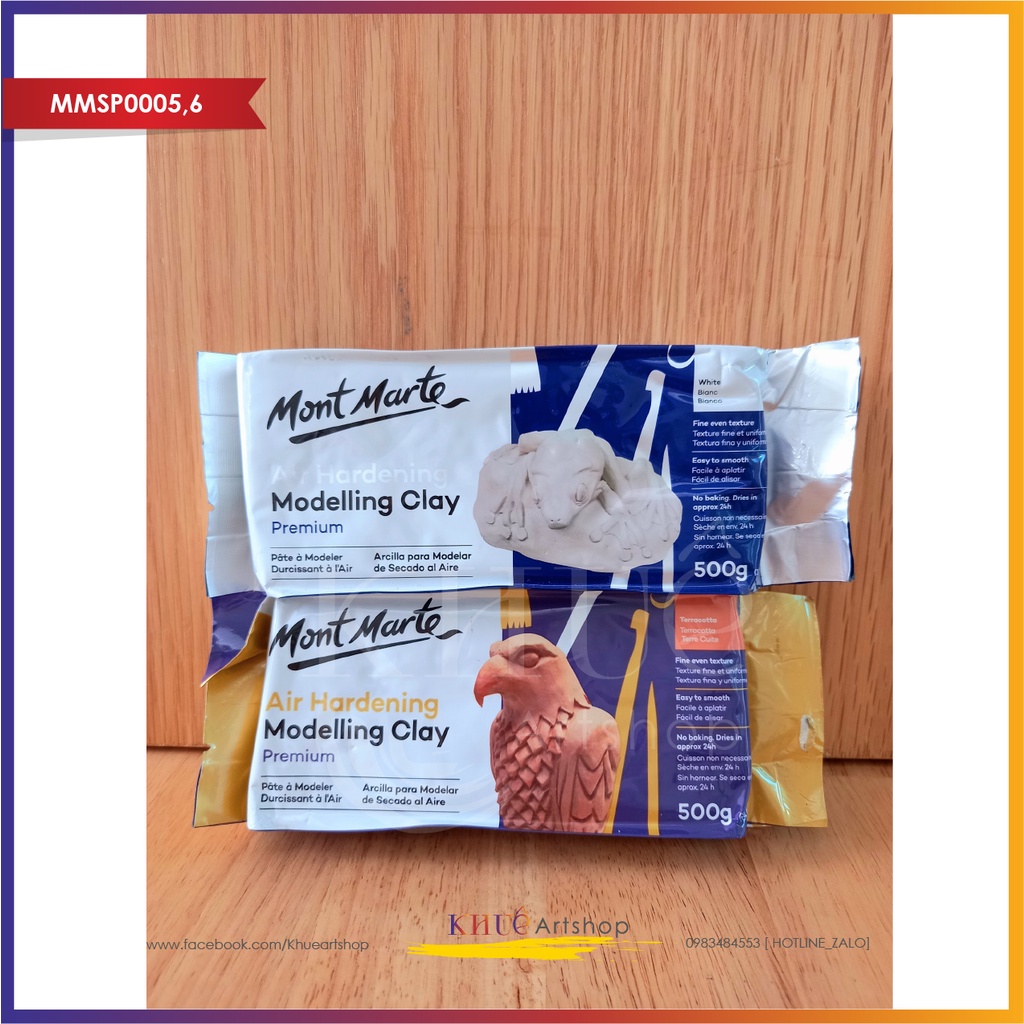 Đất sét tự khô _Đất nặn Mont Marte _500gr_2kg_màu trắng, màu nâu