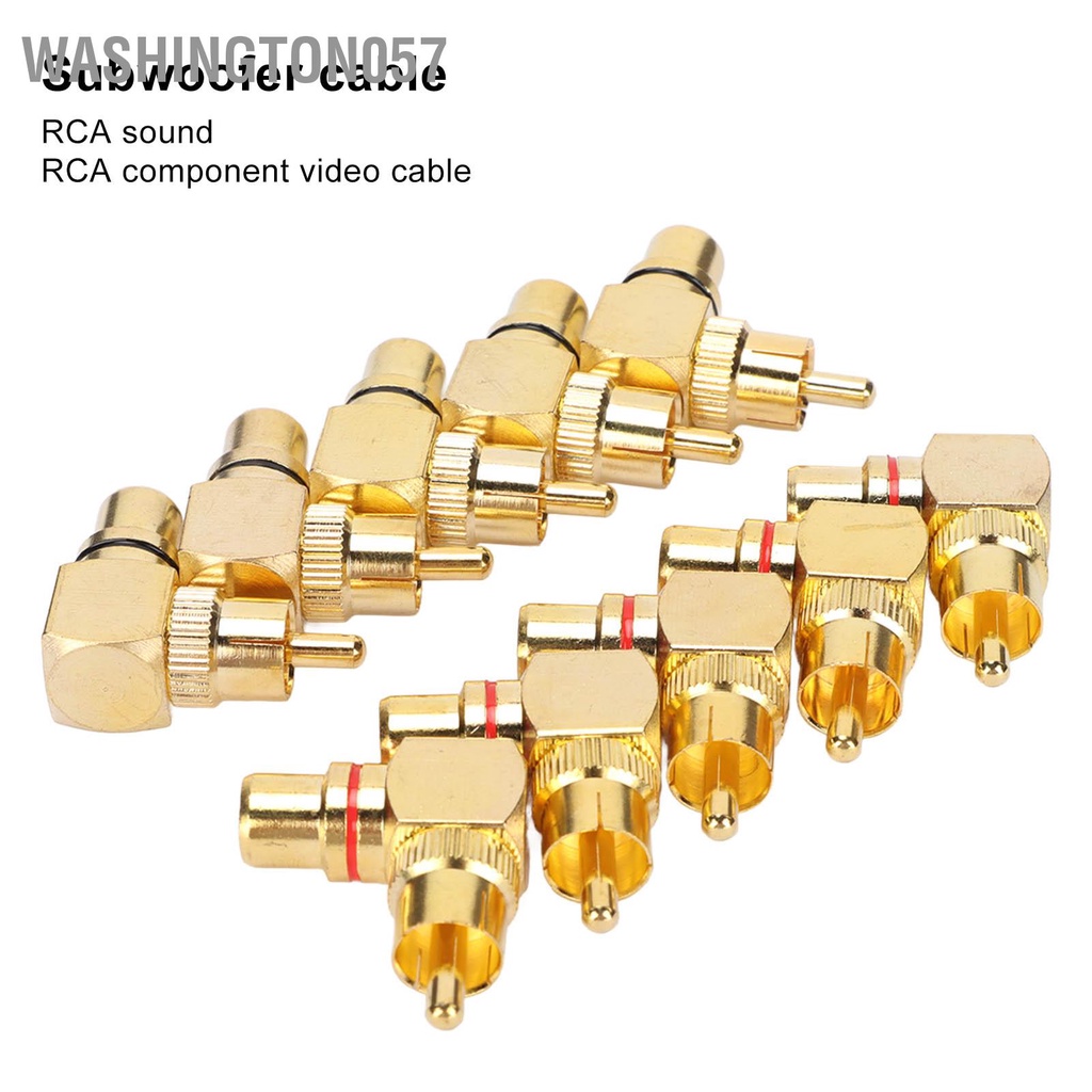 Washington057 10 cái RCA Bộ chuyển đổi góc phải Nam sang Nữ Đồng mạ vàng 90 độ Loại L Đầu nối bộ điều hợp