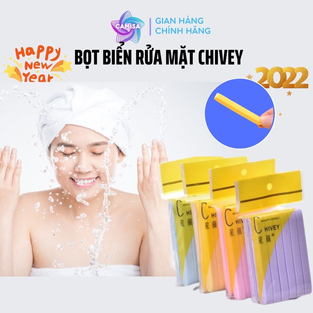 Bông rửa mặt bọt biển nở GÓI 12 miếng Chivey Nhật Bản siêu tiết kiệm ANVIHOM